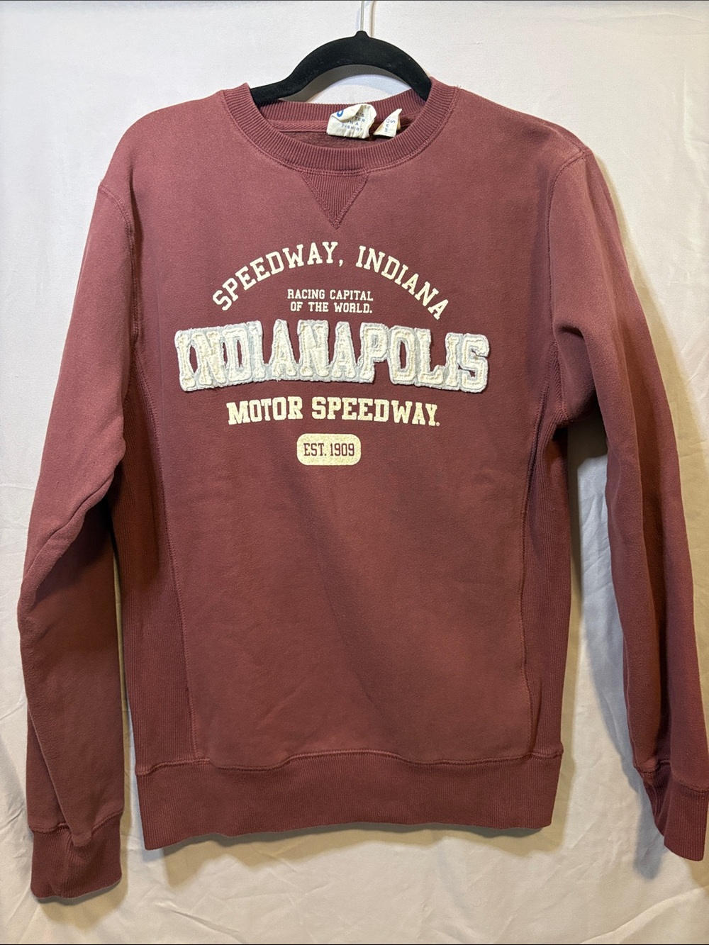 Blue 84 Burgundy Indianapolis Motor Speedway Crewneck Sweatshirt